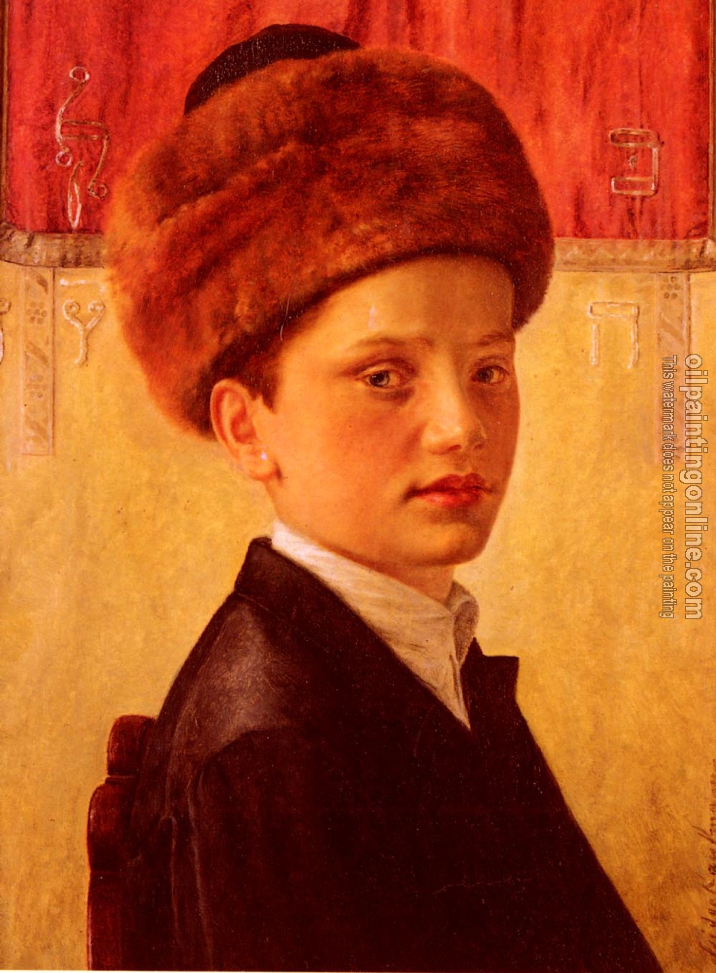 Isidor Kaufmann - Portrait Of A Young Chassidic Boy